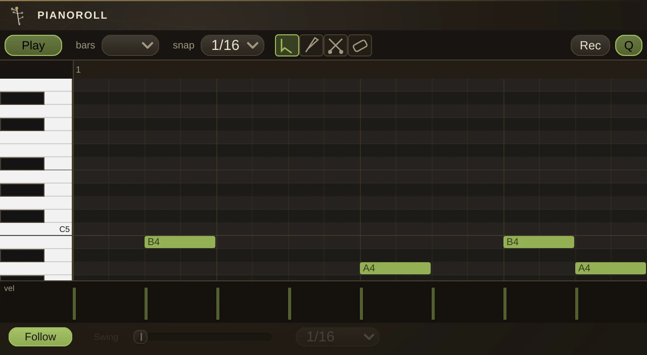 PianoRoll editor
